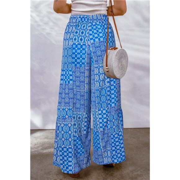 Full Size Drawstring Printed Wide Leg Pants - Picture 8 of 15